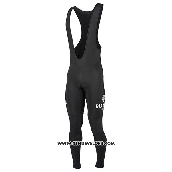2017 Maillot Ciclismo Bianchi Milano Ml Noir et Vert Manches Longues et Cuissard