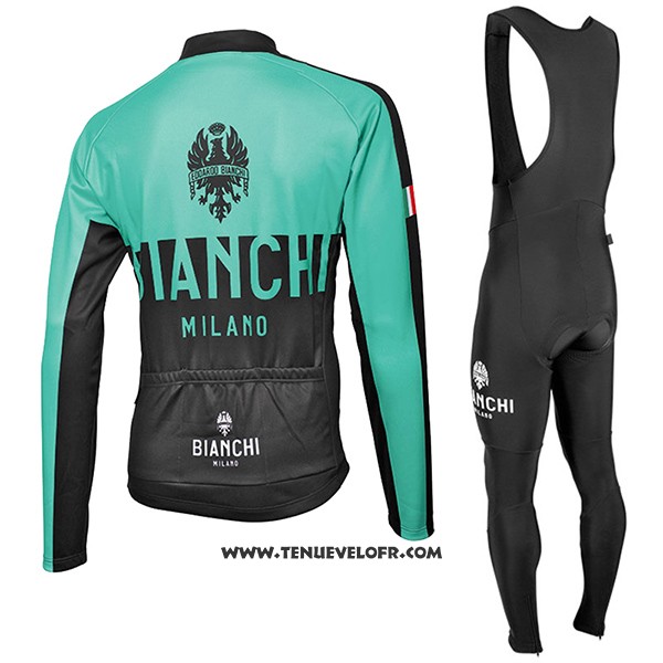 2017 Maillot Ciclismo Bianchi Milano Ml Vert et Noir Manches Longues et Cuissard