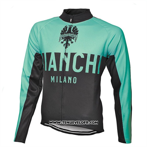 2017 Maillot Ciclismo Bianchi Milano Ml Vert et Noir Manches Longues et Cuissard