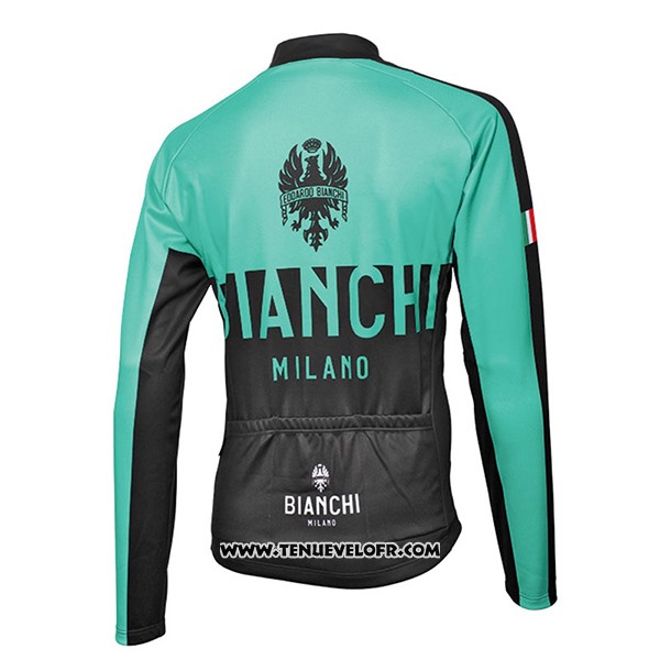 2017 Maillot Ciclismo Bianchi Milano Ml Vert et Noir Manches Longues et Cuissard