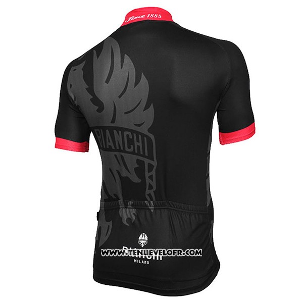 2017 Maillot Ciclismo Bianchi Milano Noir Rouge Manches Courtes et Cuissard