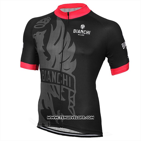 2017 Maillot Ciclismo Bianchi Milano Noir Rouge Manches Courtes et Cuissard