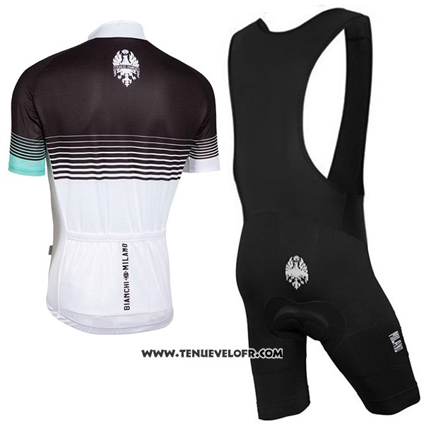 2017 Maillot Ciclismo Bianchi Milano Noir et Blanc Manches Courtes et Cuissard
