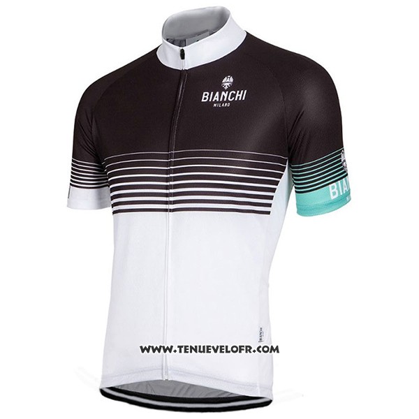 2017 Maillot Ciclismo Bianchi Milano Noir et Blanc Manches Courtes et Cuissard
