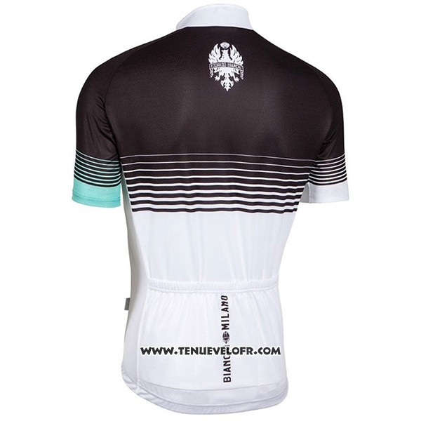 2017 Maillot Ciclismo Bianchi Milano Noir et Blanc Manches Courtes et Cuissard