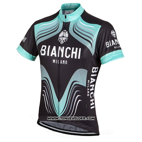 2017 Maillot Ciclismo Bianchi Milano Noir et Vert Manches Courtes et Cuissard