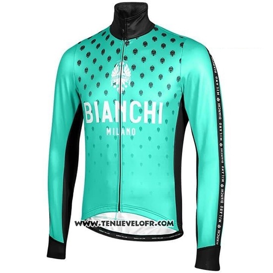2019 Maillot Ciclismo Bianchi Milano FT Bleu Noir Manches Longues et Cuissard