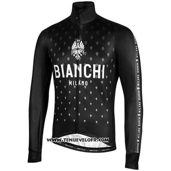 2019 Maillot Ciclismo Bianchi Milano FT Noir Blanc Manches Longues et Cuissard