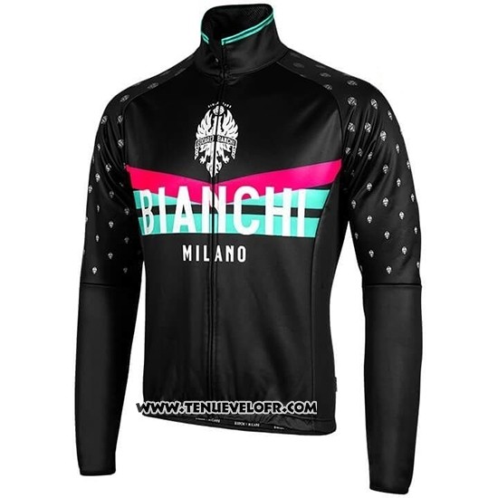 2019 Maillot Ciclismo Bianchi Milano PB Noir Rouge Manches Longues et Cuissard