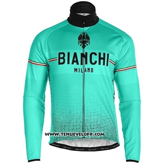 2019 Maillot Ciclismo Bianchi Milano XD Bleu Gris Manches Longues et Cuissard