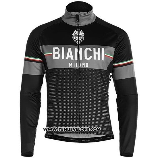 2019 Maillot Ciclismo Bianchi Milano XD Noir Gris Manches Longues et Cuissard