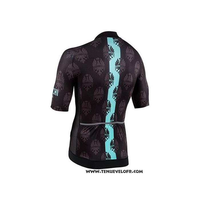 2020 Maillot Ciclismo Bianchi Noir Bleu Manches Courtes et Cuissard