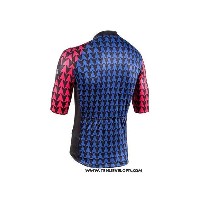 2020 Maillot Ciclismo Bianchi Noir Bleu Rouge Manches Courtes et Cuissard