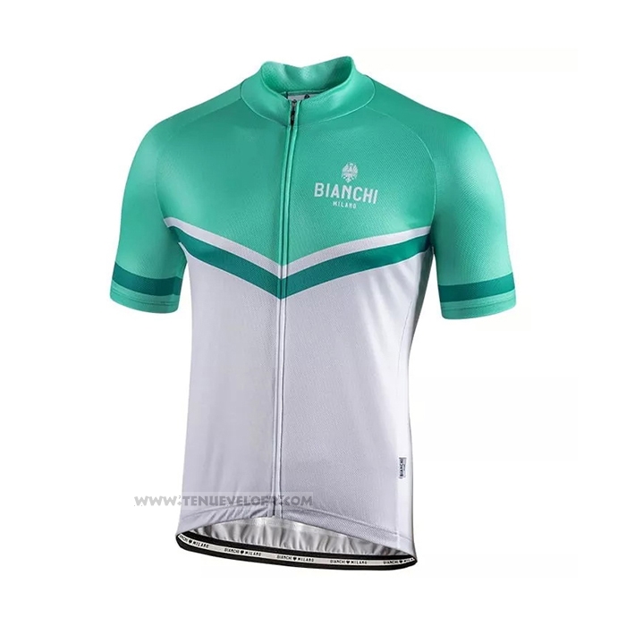 2021 Maillot Cyclisme Bianchi Blanc Vert Manches Courtes et Cuissard