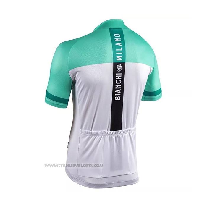 2021 Maillot Cyclisme Bianchi Blanc Vert Manches Courtes et Cuissard