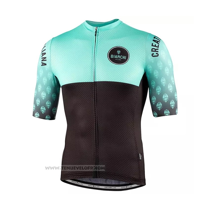 2021 Maillot Cyclisme Bianchi Noir Vert Manches Courtes et Cuissard