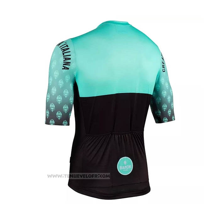 2021 Maillot Cyclisme Bianchi Noir Vert Manches Courtes et Cuissard