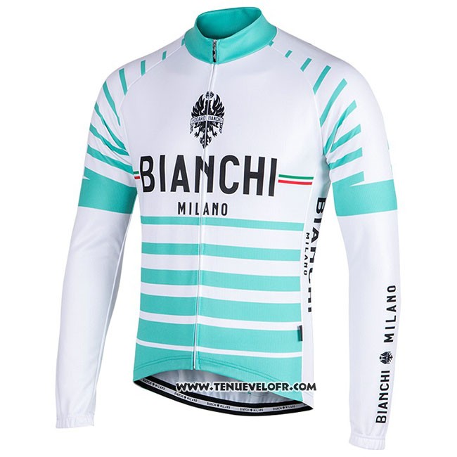 Maillot Ciclismo Bianchi Milano Nalles Bleu Clair Blanc Manches Longues et Cuissard