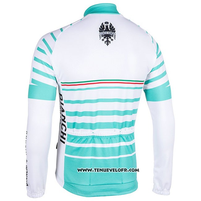 Maillot Ciclismo Bianchi Milano Nalles Bleu Clair Blanc Manches Longues et Cuissard