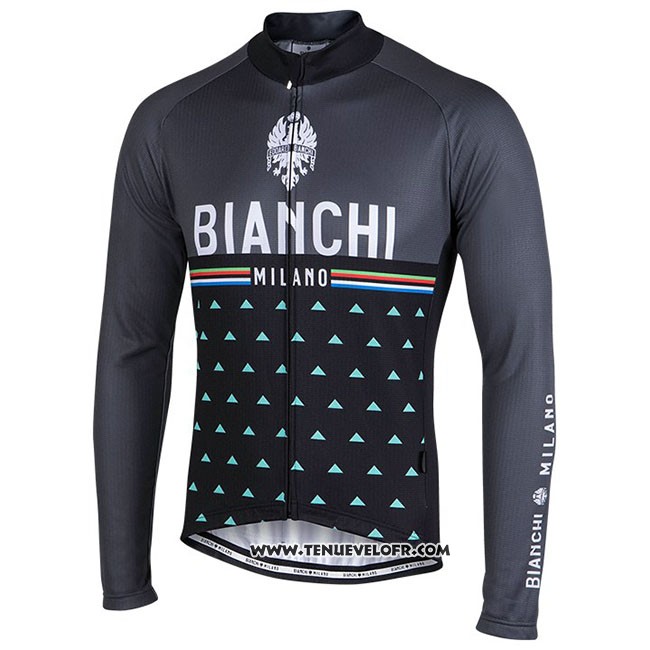 Maillot Ciclismo Bianchi Milano Nalles Noir Manches Longues et Cuissard