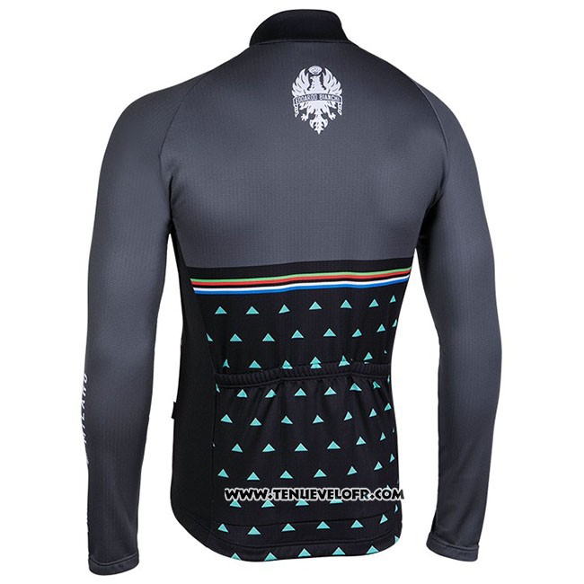 Maillot Ciclismo Bianchi Milano Nalles Noir Manches Longues et Cuissard