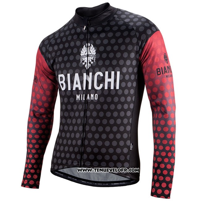Maillot Ciclismo Bianchi Milano Petroso Noir Rouge Manches Longues et Cuissard