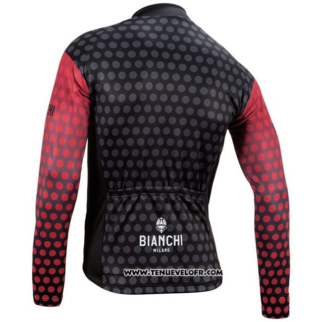 Maillot Ciclismo Bianchi Milano Petroso Noir Rouge Manches Longues et Cuissard