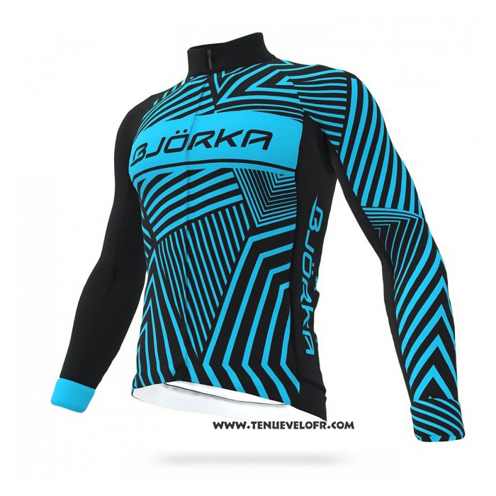 2021 Maillot Cyclisme Bjorka Bleu Manches Longues et Cuissard
