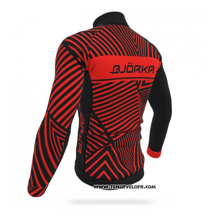 2021 Maillot Cyclisme Bjorka Rouge Manches Longues et Cuissard
