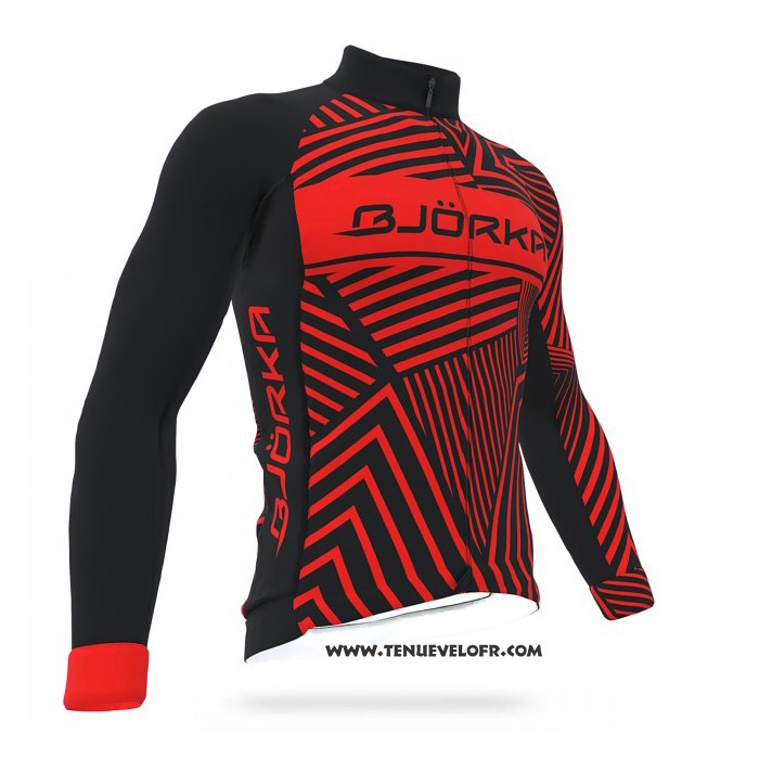 2021 Maillot Cyclisme Bjorka Rouge Manches Longues et Cuissard
