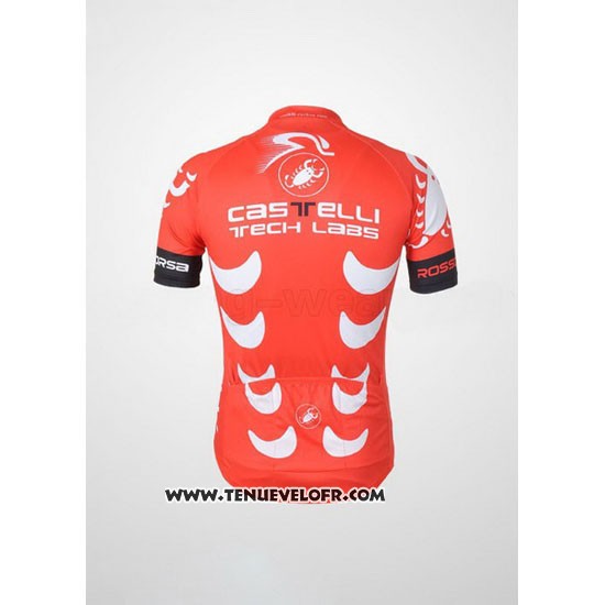 2010 Maillot Ciclismo Castelli Blanc et Rouge Manches Courtes et Cuissard