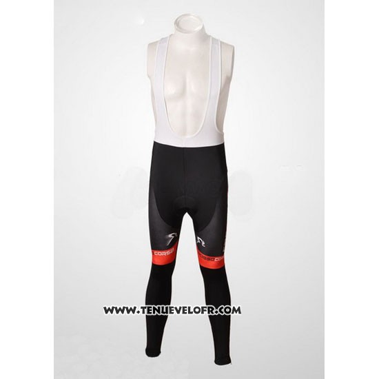 2010 Maillot Ciclismo Castelli Blanc et Rouge Manches Longues et Cuissard