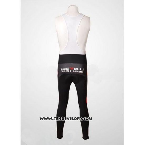 2010 Maillot Ciclismo Castelli Blanc et Rouge Manches Longues et Cuissard