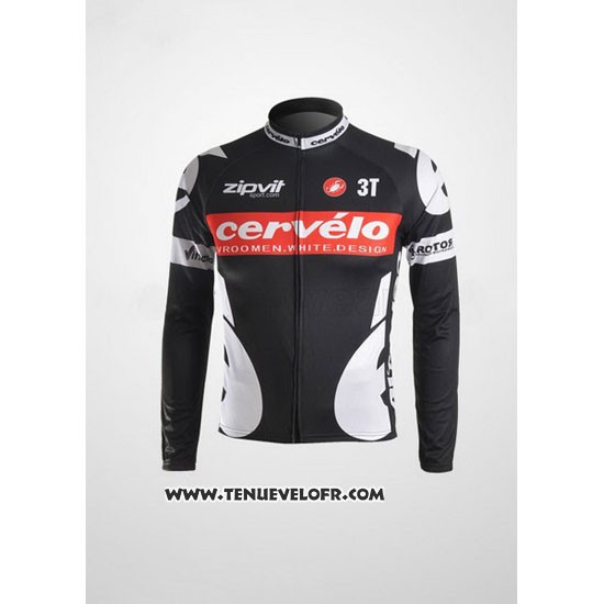 2010 Maillot Ciclismo Castelli Cervelo Blanc et Noir Manches Longues et Cuissard