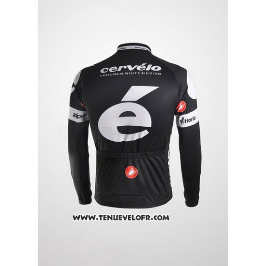 2010 Maillot Ciclismo Castelli Cervelo Blanc et Noir Manches Longues et Cuissard