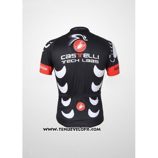 2010 Maillot Ciclismo Castelli Noir et Blanc Manches Courtes et Cuissard