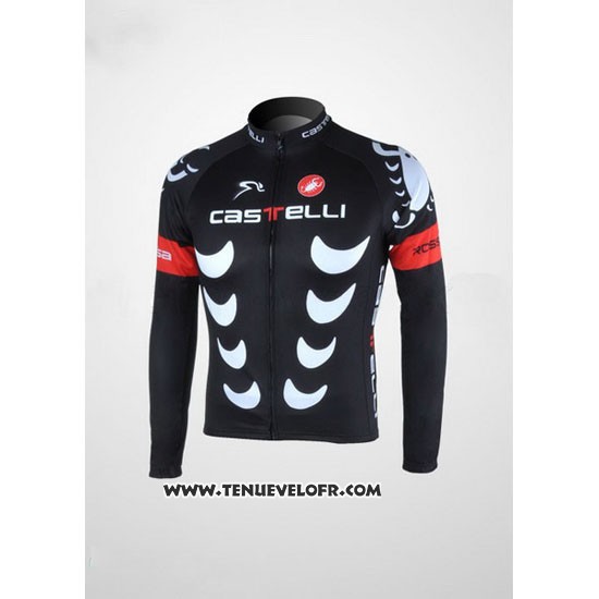 2010 Maillot Ciclismo Castelli Noir et Blanc Manches Longues et Cuissard