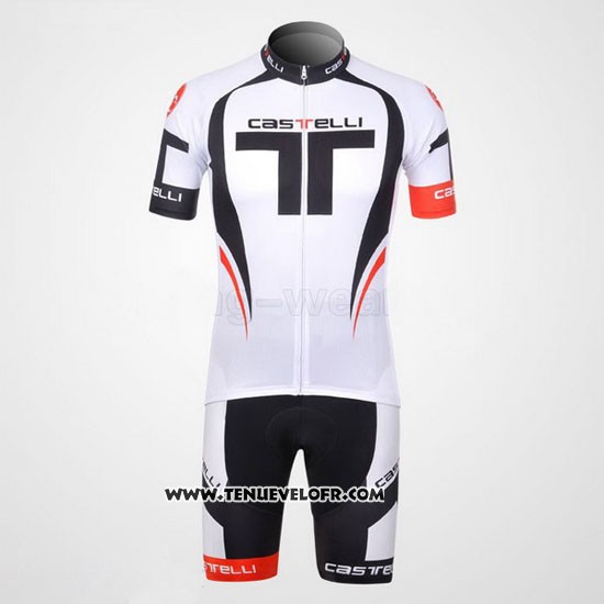 2011 Maillot Ciclismo Castelli Blanc Manches Courtes et Cuissard