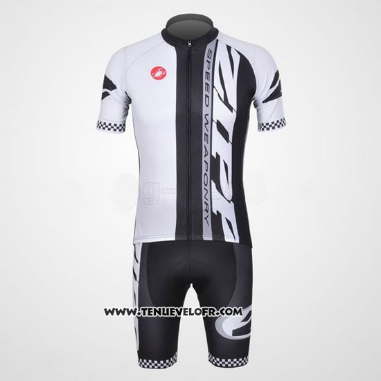2011 Maillot Ciclismo Castelli Blanc et Noir Manches Courtes et Cuissard