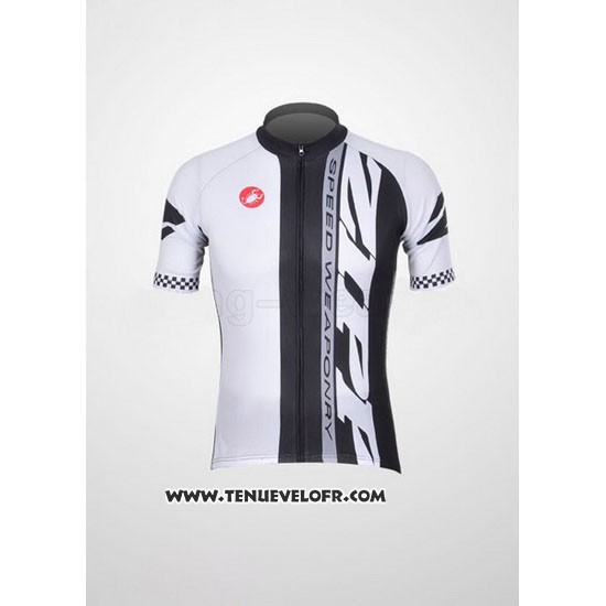 2011 Maillot Ciclismo Castelli Blanc et Noir Manches Courtes et Cuissard