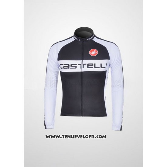 2011 Maillot Ciclismo Castelli Blanc et Noir Manches Longues et Cuissard