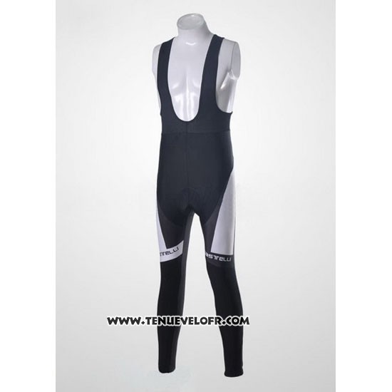 2011 Maillot Ciclismo Castelli Blanc et Noir Manches Longues et Cuissard