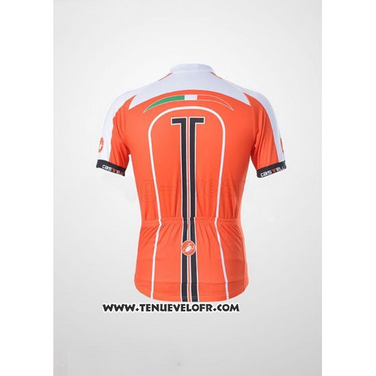 2011 Maillot Ciclismo Castelli Blanc et Orange Manches Courtes et Cuissard