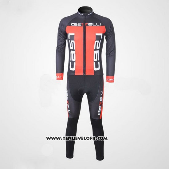 2011 Maillot Ciclismo Castelli Gris et Orange Manches Longues et Cuissard