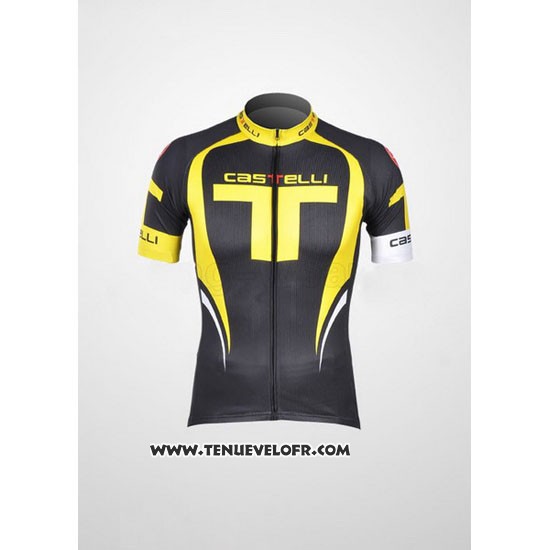 2011 Maillot Ciclismo Castelli Jaune et Noir Manches Courtes et Cuissard