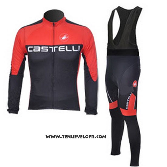 2011 Maillot Ciclismo Castelli Noir Rouge Manches Longues et Cuissard
