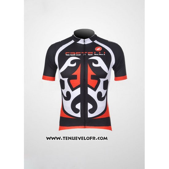 2011 Maillot Ciclismo Castelli Rouge et Noir Manches Courtes et Cuissard