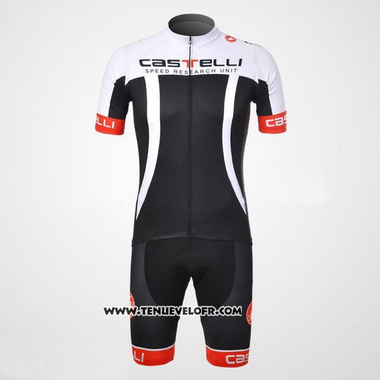 2012 Maillot Ciclismo Castelli Blanc et Noir Manches Courtes et Cuissard