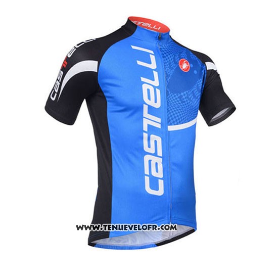 2013 Maillot Ciclismo Castelli Noir et Bleu Manches Courtes et Cuissard