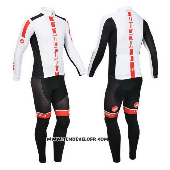 2013 Maillot Ciclismo Castelli Orange et Blanc Manches Longues et Cuissard